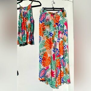 Size Large Nicole Miller New York tropical flower resort wear two piece set